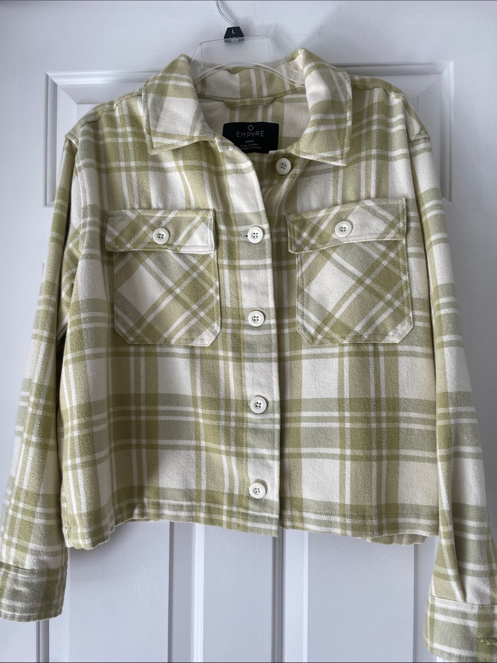 Empyre Olive & Cream Plaid Button-Front Jacket